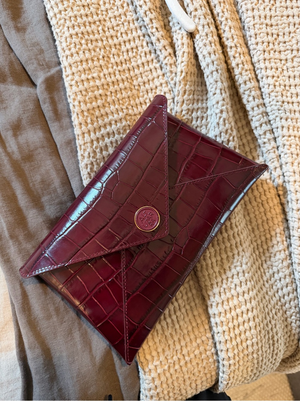 Altuzarra Croc-Embossed Envelope Clutch